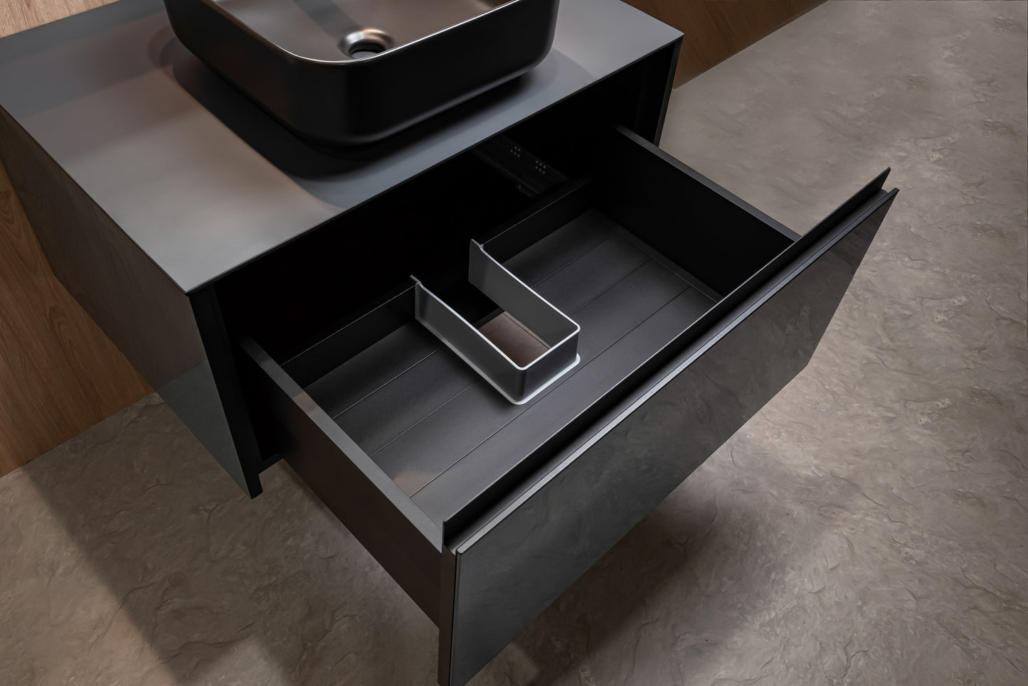 Top Mount Basin Cabinet With Pull-Out Drawer