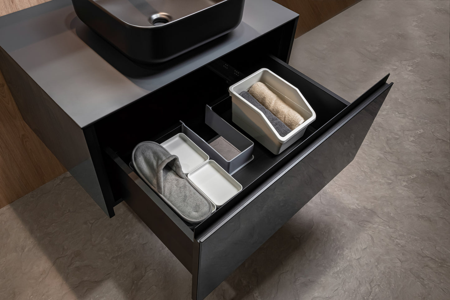 Top Mount Basin Cabinet With Pull-Out Drawer
