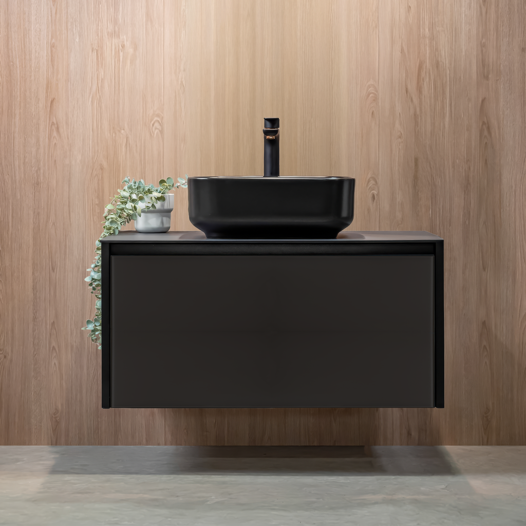 Hauzstil Console Series Drawer Matte black aluminium bathroom vanity Malaysia