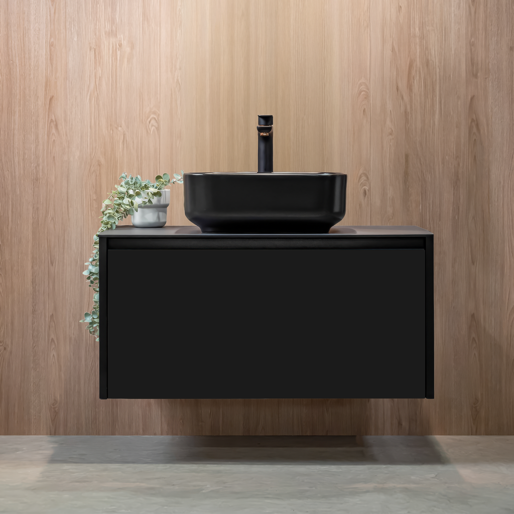 Hauzstil Console Series Drawer Matte black aluminium bathroom vanity Malaysia